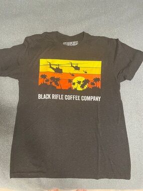NWOT Black Rifle Coffee Company Sunset Helicopter Graphic Tee - Black